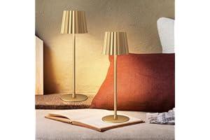 FUNTAPHANTA 2 Pack Rechargeable Cordless Table Lamp, 3000K Dimmable Battery Powered Lamp, IP54 Waterproof, Long Battery Life Bedside Lamp for Restaurant/Indoor/Outdoor (Gold)