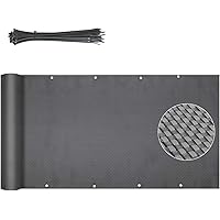 Sekey Balkon Sichtschutz Balkonabdeckung PE-Rattan Terrassen Balkonbespannung mit Ösen, Nylon Kabelbinder anthrazit 300…