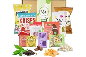 CLERMONT BUNDLES Vegan Hamper Snack Box - Luxury Sweets, Vegan Gifts Chocolate & Snack Hamper, Gift Box for Men & Women - Includes 12 Items Sweet Treats, Vegetarian Gift Hamper Sharing Box