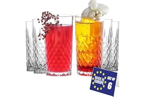 NORDIC SCHILLER LAV Bicchieri da Acqua di Lusso Set da 6, Bicchieri Longdrink, 360ml, 100% SENZA PIOMBO, Bicchieri di Cristallo, Bicchieri da Bere, Bicchieri Highball, Bicchieri da Cocktail