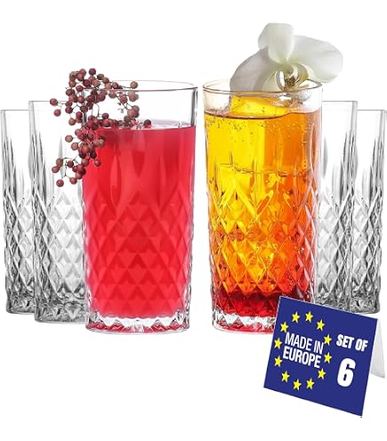 Set 6 Bicchieri In Vetro Da 380 Ml - Bicchieri Acqua E Liquore, Lavabili In Lavastoviglie, Design Moderno
