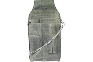 LEONARDO VERRELLI Kellner-Geldbörse aus Leder in grün mit großem Münzfach Damen Herren Portemonnaie mit oder ohne Holster und Kette