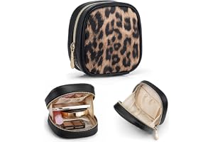 Vlando Liten sminkväska med fack, sminkväska för kvinnor med dragkedja, vattentät sminkväska för kvinnor, Svart leopard, S, Klassisk