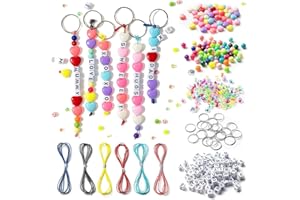 Umimiss 286PCS Keychain Making Kit -Keychain Making Kit,Letter Beads For Keyring Making,Seed Bead Kit,Diy Keyrings,Charm Keyring Making Kit,Key Ring Bracelet Making Kit Accessories Party for Women Men