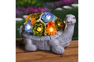 Mosii Large Solar Turtle Garden Ornaments Outdoor Indoor Decor, Waterproof Statue Figurine Sculpture with 7 LED Solar Lights - Housewarming Decorations Garden Gifts for Women Men