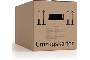 KARTONPLUS 100 Stück Umzugskartons 600 x 328 x 340 mm extra stabil 2-wellig, verstärkte Griffe, belastbar bis 40 kg, Menge wählbar von 5 bis 240 Stück