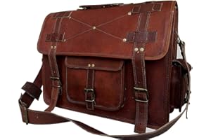 CUERO 18" Leather Messenger Bag Vintage Buffalo Satchel Laptop Briefcase Unisex Computer Bags for Men Women