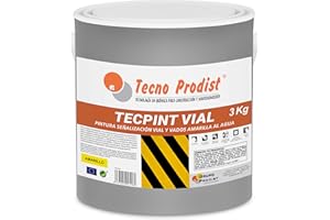 Tecno Prodist TECPINT VIAL By 3 Kg - GIALLO Vernice Ad Acqua | Pittura Gialla Per Segnaletica Stradale, Speciale Per Rampe E Accessi Inclinati. Vernice Spartitraffico. Asciugatura Rapida, Atossica