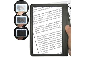 MagniPros 3X Large Ultra Bright LED Page Magnifier with 12 Anti-Glare Dimmable LEDs (Provide More Evenly Lit Viewing Area & Relieve Eye Strain)-Ideal for Reading Small Prints & Low Vision & Aging Eyes