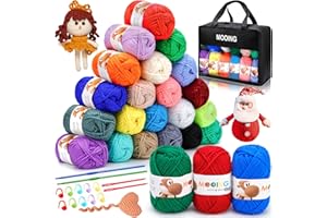 MOOING Gomitoli di Lana, 24 Colori Pacco di Lana Acrilica, Lanas per Maglieria Multicolore con 2 Uncinetto, Filati Lanas Acrylico per Uncinetto e Lavori a Maglia