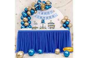 SUPPROMO Royal Blue Tulle Table Skirt for Rectangle Tables or Round Tables 14ft Tutu Table Cloth Cover for Baby Shower, Wedding Reception, Bridal Shower, Birthday Party, Graduation, Banquet Decorations