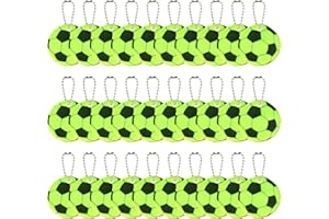 JUGNAW Colgantes Reflectantes de PVC para Seguridad Infantil, Regalo Futbol Niño Llavero Futbol Adecuados para Mochilas Escolares, Bicicletas, Paseos y Mascotas, Pack de 30 con Diseños de Fútbol