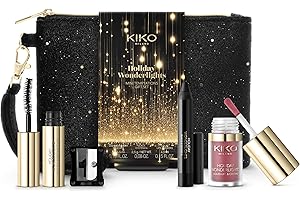 KIKO Milano Holiday Wonderlights Mini Temptations Gift Set, Make-Up-Geschenkset: Volumen-Mascara, Kajalstift, Lippenstift Und Flüssig-Lidschatten Im Miniformat