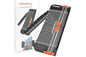 ‎MEAFENG Meafeng® Papierschneider A4 mit 2 Klingen Papier Schneidemaschine Schneidegerät Papier Cutter mit Automatischer Sicherheit Schutz und Verlängerungslineal, Fotos, Coupons und Etiketten (Schwarz)