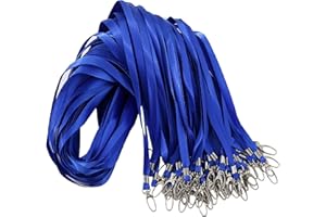 ROSSHINE 50pcs Blue Lanyards for Neck, Nylon Neck Strap Lanyard for Keys ID Cards Name Tags Badge Holders with Swivel Hook Ideal for Staff Student Doctors Visitors