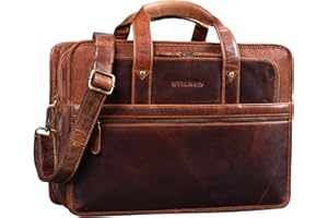 STILORD 'Yves' Serviette Cuir XL Homme pour Ordinateur 15.6 Grand Pouces Porte-Documents Sac à Bandoulière Sac de Professeur