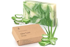 lubiu Savon Aloe Vera - 100g Savon Solide Corps, Savon Main Solide et Savon Visage pour L'hydratation - Parfum Savon Naturel - Savon a Froid Saponifie