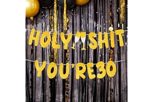 ZJHIOME Pre Strung Happy 30th Birthday Banner 30th Birthday Decorations Funny Birthday Party Supplies Glitter Gold flag for Birthday Retirement Party Garland Bunting Decor(Gold 30th)