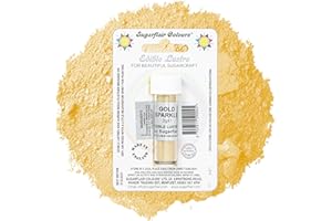 SUGARFLAIR COLOURS Sugarflair Gold Sparkle Edible Lustre Dust, Add a Lustrous Shine to Cakes or Decorations. Brush On or Add Rejuvenator to Create Eye-Catching Edible Paint, Gives Shine to Your Bakes - 2g