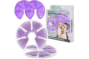 Gytera Breast Therapy Pads, Hot Cold Breastfeeding Gel Pads, Breastfeeding Essentials and Postpartum Recovery, Nursing Pain Relief for Mastitis, Engorgement, Reusable, Freezable, Microwavable