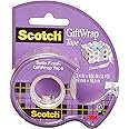 Scotch GiftWrap Tape on a Dispenser - 1 Roll - 19 mm x 16.5 m - Satin-Finish Clear Tape to Use on Gift Wrapping Paper
