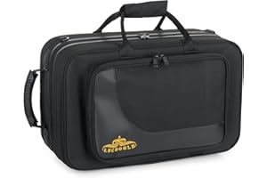 Lechgold Leichtkoffer für Bb-Flügelhorn - Lightcase für alle gängigen Flügelhörner mit Perinet-Ventilen - Thermopolsterung - Außentasche - Rucksackgarnitur - Mundstück und Zubehör - Schwarz