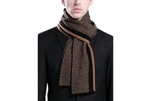 WANYING 6% Laine Écharpe Tricotée pour Homme Automne Hiver Foulard Châle Écharpe en Tricot Laine Mode Chic Casual Business 180×30cm - Petit À Carreaux
