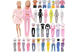 Festfun 8 Sets Doll Clothes 2 Sports Set Tops and Pants 2 Casual Outfits 2 Hooded Sports Suit 1 Pink Pajamas 1 Belt Random Style for 11.5 inch Girls Doll(NO DOLL)