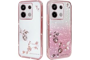 BOKYAS Funda Crystal Glitter Compatible con Xiaomi Redmi Note 13 5G (6.67"), Transparente Silicona Brillante Antigolpes Carcasa para Niñas y Mujeres, Oro Rosa
