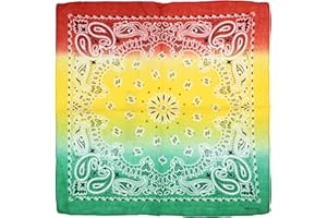 Topkids Accessories Paisley Bandanas für Damen und Herren, Haarbandana, Halstuch, Halswärmer Herren, Stirnband, Bandana, Schal, Gesichtsbedeckung, Bandana Stirnband, Rot, Gelb und Grün, dreifarbig,