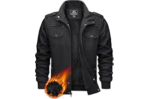 KEFITEVD Winter Fleece Cargo Jackets for Men Warm Thick Military Bomber Jacket Multi Pocekt Windproof Work Coat