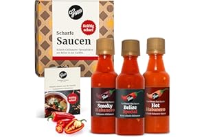‎GEPP'S Gepp‘s Feinkost scharfe Soßen Set I Hot Sauce Set mit 2 feurigen Habanero Chili Saucen und einer Hot Belize Sauce I Chili Geschenkset, hergestellt nach eigener Rezeptur I 3 x 50ml