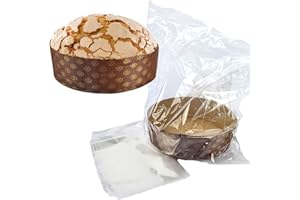 DUE ESSE S.N.C. DI SABATINI ALDO & C. PZ 10 STAMPO PANETTONE BASSO DIAMETRO 22 CM ALTO 7 CM IN CARTA + PZ 10 BUSTA IN PLASTICA 40X50 CM IDEALE PER IL CONFEZIONAMENTO DI PANETTONI ARTIGIANALI