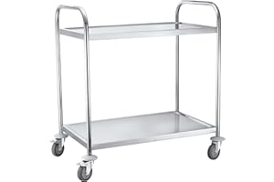 IQE - Industrial Quality Equipment Iqe – Qualità industriale attrezzatura Ewh carrello in acciaio INOX 200 – 2 ripiani capacità 100 kg, 845 x 525 x 940 mm