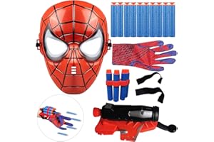Henkodo Spidey - Guante con máscara para niños, muñequera de superhéroes, juego de máscara de fiesta, guante de cosplay, guante para niños, niñas, regalo, mascarada, accesorios para fiestas de