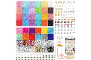 FOENWOEN 18000 Perline per Braccialetti Adulti Perline Colorate da 3 mm, 590 Perline per Collane e 310 Raccordi in Metallo, idea regalo per bambini, compleanni, festival, feste