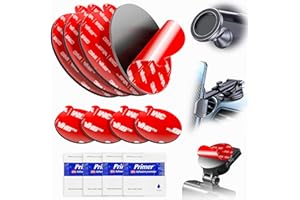 TAPSI 3M VHB Round Double-Sided Adhesive Pads – 4pcs Each of 8cm and 2.3cm Sticky Mounting Tape for Phone Holder, Car Magnetic Mount on Dashboard and Windshield, with 4 Adhesion Promoter