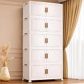 AYSIS 𝟓 𝐓𝐈𝐄𝐑 Plastic Wardrobe for Kids Clothes with Wheels | Multipurpose Collapsible Wardrobe Storage Almirah Wardrobe 