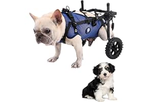 KAJILE Fauteuils Roulants Pliants à Deux Roues Pour Chiens,Fauteuil Roulant à Pattes Arrière Pour Petits Animaux,Fauteuil Roulant Pour Chien Réglable Pour Les Pattes Arrière,Bleu,XS