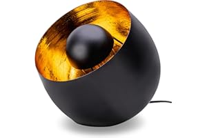 ‎ZEYA ZEYA Tischleuchte schwarz gold Metall, Ø 23, rustikale Standleuchte Tisch, runde Dekoleuchte schwarz, industrial & retro Style, E27 Fassung max 40 Watt, attraktives Präsent zum Geburtstag