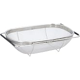 Passoire extensible en acier inoxydable pour évier avec poignées 33 x 23,5 x 10 cm - Passoire d'évier de cuisine - Passoire à