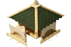 Luxus-Vogelhaus 98700e stor XXL fågelhus i trä (furu) för trädgård, balkong, med 4 utdragbara foderlådor – XL fågelhus fågelmatare