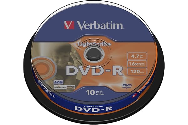 Verbatim - 43643 - DVD-R Advanced Azo+ - 16X - LightScribe Surface - 4,7 Go - Spindle de 10