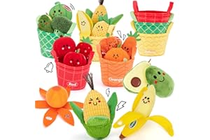 hahaland Giochi Bambini 1 Anno - 16 PCS Frutta e Verdura in Peluche con Sonaglio e Cestino, Gioco Educativi Montessori Bambino Sensoriale Regalo 6 9 12 Mesi