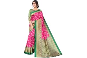 IMTRA FASHION Indischer Sari Für Frauen Bedruckter Kunstseiden Sari Mit Blusenstück