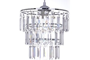GIGGI 3-Tier Chrome Lamp Shade Crystal Chandelier, Lampshades for Ceiling Lights, Table & Floor Lamps, Pendant Light Shade Ceiling for Living Room, Bedroom, Kitchen, Hallway, Home Décor