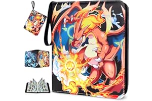 ZIERIPY 9 Pockets Card Binder about 1080 Pockets Waterproof PU Leather trading card binder Extra Large Card Album Holder with Removable Sleeves Zipper