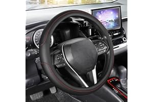 SEG Direct Housse de Volant de Voiture Couvre Volant en Cuir Microfibre Taille Standard 37-39 cm, Antidérapante, Noir