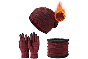 JXCTNNU Ensemble de Tricotés Bonnet Écharpe e Gants Packs Bonnet, Écharpe et Gants Homme Femme Ensemble Chauds d'hiver 3 en 1 avec Chaud Écharpe Chapeau Écran Tactile Gants
