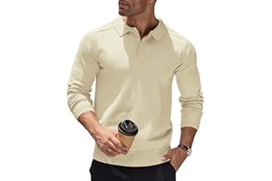 COOFANDY Herren Pullover Mit Polokragen Strick Polo Pullover Langarmshirt Strickpullover Regular Fit Männer Pulli Winterpullover Basic Einfarbig Poloshirt